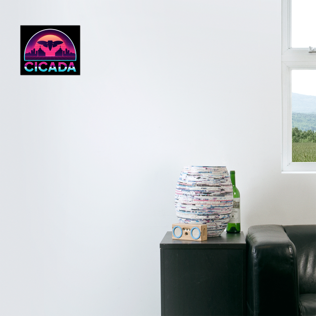 Retro Vintage Vaporwave Cityscape Cicada by creative